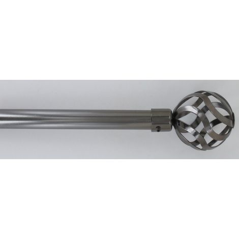 Tringle à Rideaux, Kit Complet métal, Diamètre 28 mm, Couleur et Longueur réglable et au Choix - 120x210cm - Florence Graphite.