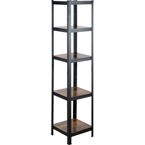 scaffale in metallo 5 ripiani easy system effetto legno antico portata 450 kg 40x40x180 cm (1/4)