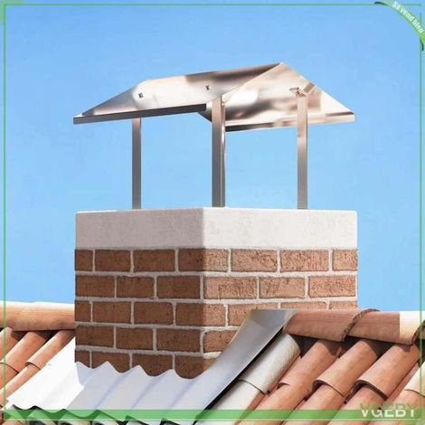 Hotte de cheminée - FAFEISY - Raincap - Acier inoxydable poli argenté - 50×60×37 cm - Hydrofuge (1/5)