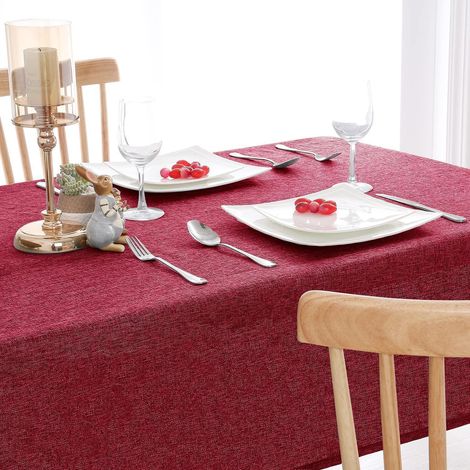 Tischdecke Outdoor wetterfest abwaschbar Leinenoptik Rot 135x180 cm