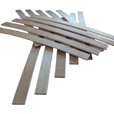 Lot de 15 lattes pour sommier et lit 680x53x8 mm Bois hêtre durable - 7 plis Remplacement - Rechange - Renfort pour sommier / bz / clic clac / canapé