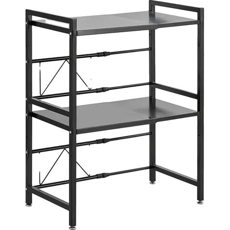 Mikrowellenregal für die Küche, erweiterbares Design, höhenverstellbar, schwarz, 2-stufig (1/2)