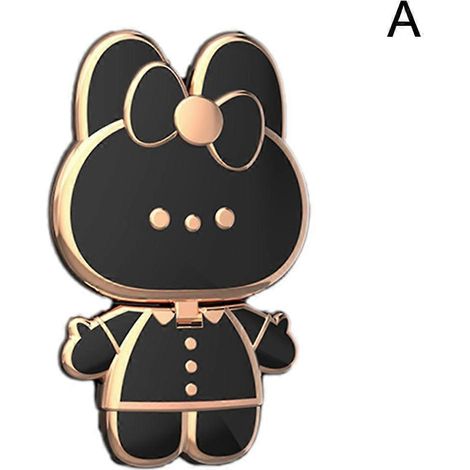 Support de téléphone pliable 3D avec miroir et oreilles de lapin, tige noire / 1 pièce