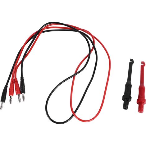 Cordons de test à double fiche banane 4 mm avec crochets de réparation, en résine silicone noire et rouge, fil de test électrique de 1 m et 10 A (1/5)