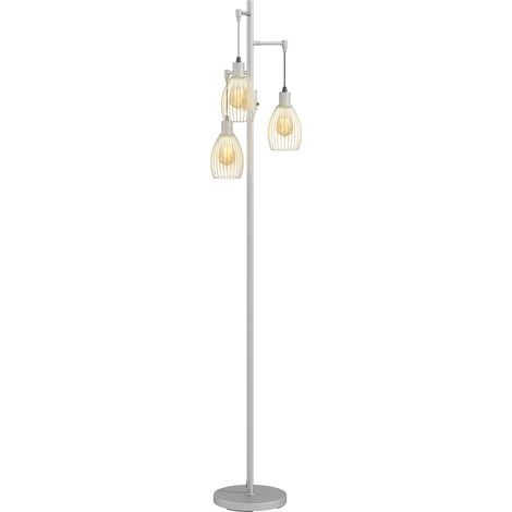 HOMCOM Industrial 3-Light Floor Lamp Dimmable LED Standing Lamp, Silver Tone (1/5)