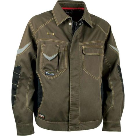 Cofra Arbeitsjacke STONE WASH mit vielen Taschen und Reflektionsstreifen braun 50 (1/5)