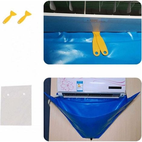 Couverture de nettoyage de climatiseur 130x60 cm – Tissu Oxford imperméable double face – Sortie d'eau externe avec tuyau – Pour climatiseurs jusqu'à 2,4m