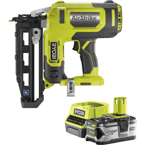 Confezione RYOBI 18V OnePlus R16GN18-0 Chiodatrice ad aria compressa - 1 batteria 4.0Ah - 1 caricatore rapido RC18120-14
