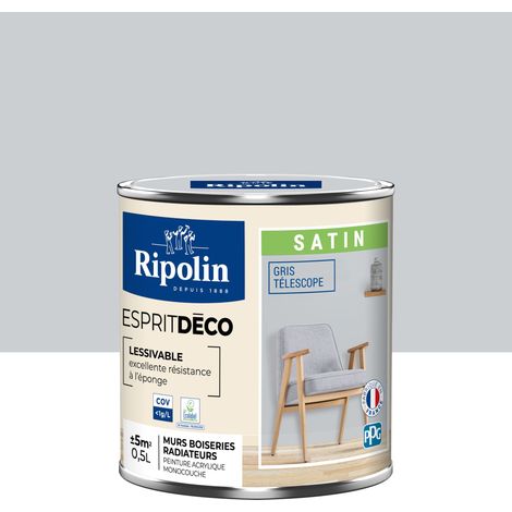 Peinture Murale Toutes Pièces - Satin - 0,5L - Gris Télescope - Ripolin (1/5)