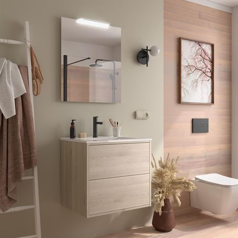 Optimus Unterschrank 600 2 Schubladen + Waschbecken NATURAL (1/2)