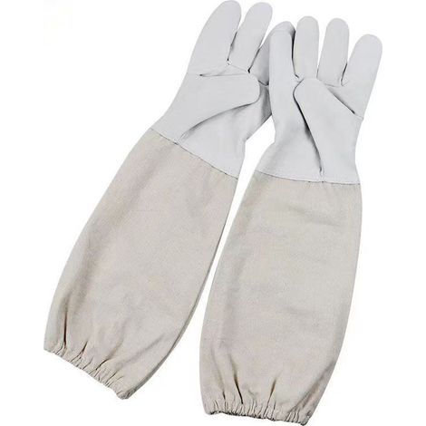 Gants D'apiculture, Gants Protégés pour Apiculteur, Matériel Apicole, Convient à La Plupart des Hommes ou des Femmes, un Outil Essentiel pour Les Apiculteurs de Conservation, Blanc