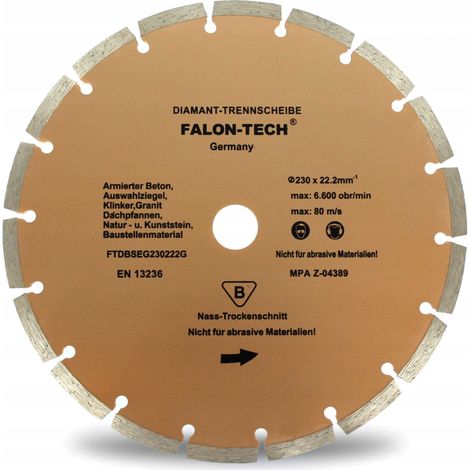 Disco de diamante de 230 x 22,2 segmentos Falon Tech