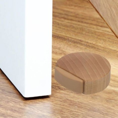 Butée De Porte - En Bois De Hêtre - Pour Sol Et Parquet - Adhésif - Lot De 4 (1/5)
