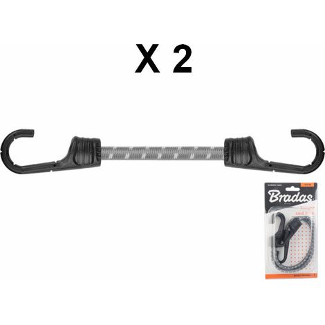 Lot de 2 tendeurs élastiques 40cm ø 8mm crochet métal renforcé PVC