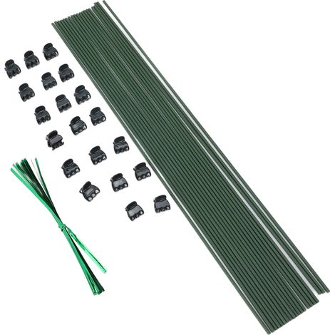 40 pièces tuteurs plantes acier inoxydable revêtement vert solides flexibles avec liens et clips orchidée pour pivoine tomate plante à tige unique (1/5)