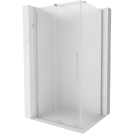 Mexen Velar Duschkabine, Schiebetür, 130 x 90 cm, Milchglas, gebürstetes Nickel - 871-130-090-31-97 (1/5)