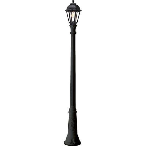 Lampadaire Borne CHRIS 205cm en Polycarbonate Noir, Raccordement E27 IP44, Résistant aux UV, à la Rouille et à la Corrosion - Groupe Rossini (1/4)