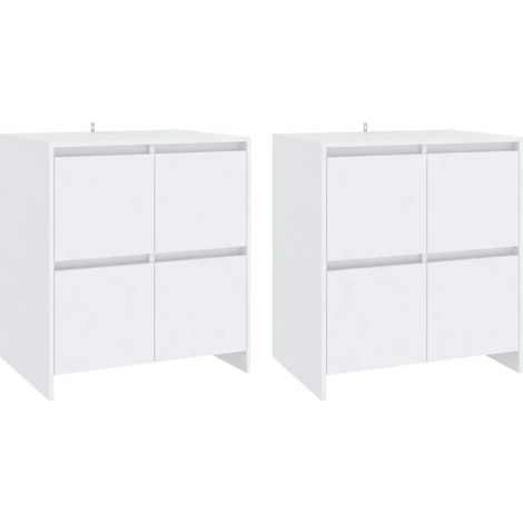 2 Stk. Sideboard/Anrichte/Buffet Weiß 70x41x75 cm Holzwerkstoff LXWW920065 (1/5)