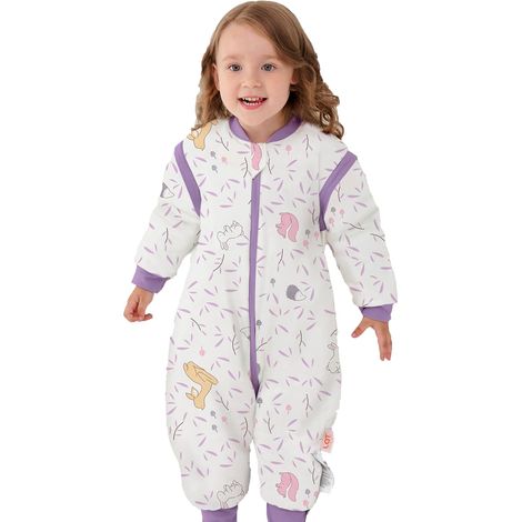 Gigoteuse a Pieds pour Bébé, 100% Coton 2.5 TOG Gigoteuse d’Hiver pour bébé avec Jambes e Manches Détachables, 3 Fermetures éclair Sac de Couchage pour Bébé (1/5)