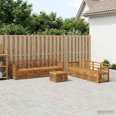 vidaXL Outdoor-Sofagarnitur 9 Stk. Natur (1/5)