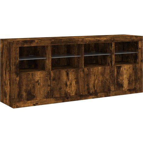 Credenza cassettiera mobile contenitore organizer cucina soggiorno salotto con luci LED 163 x 37 x 67 cm marrone 020029873