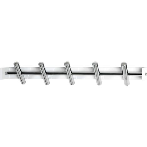 Porte-manteau mural design contemporain blanc et chrome 5 crochets Wind (1/2)