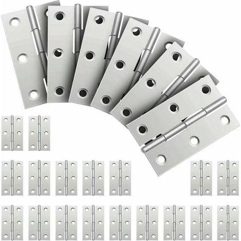 Un total de 24 pièces de connecteurs de charnières en acier inoxydable, charnières en acier inoxydable, charnières de porte, charnières pliantes, petites charnières de piano (1/5)