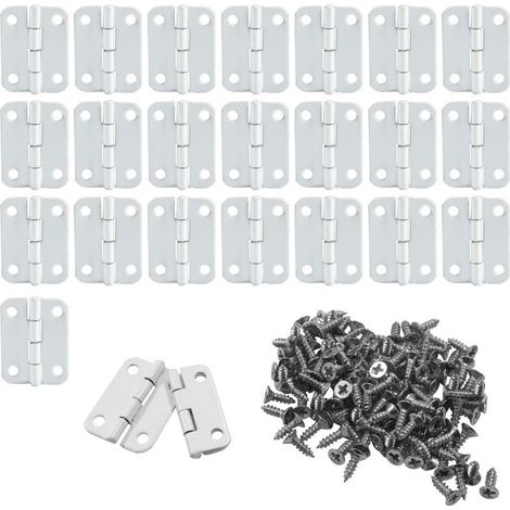 Beyamis Lot de 24 petites charnières pliantes blanches 1 x 3/4 pouce, quincaillerie en fer pour porte d'armoire, boîte à bijoux ou boîte en bois (1/5)