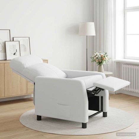 vidaXL Recliner Blanco Tela (1/5)