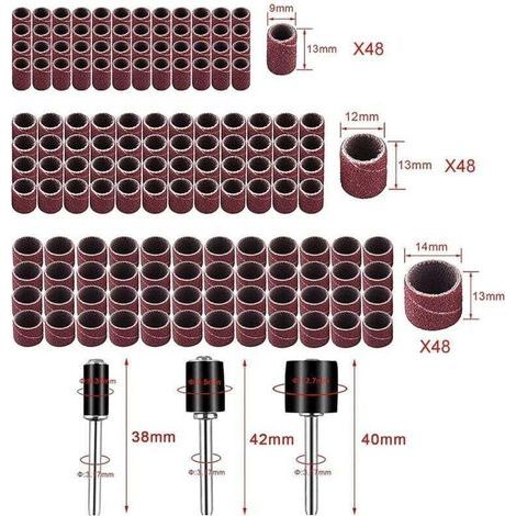 pair 150 Pièces Tambours de Meulage Kit, Manchons de Bande Abrasive, Tambour et Manchons de Ponçage, pour Contours de Ponçage, Perceuse à Colonne, Perceuse à Main ou Arbr (1/3)