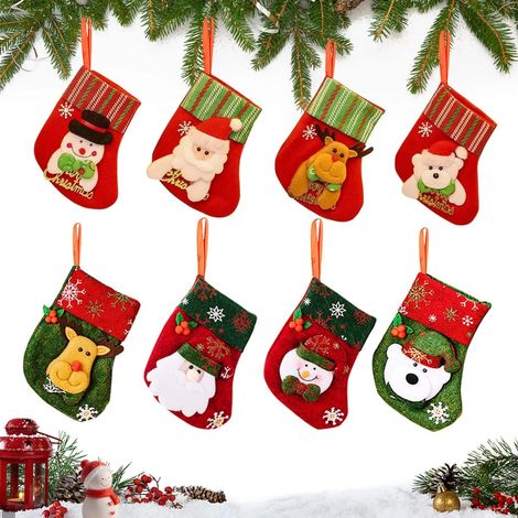 Lot de 8 chaussettes de Noël personnalisées, chaussettes de Noël à suspendre, mini chaussettes de Noël 3D, cadeau de Noël (1/5)