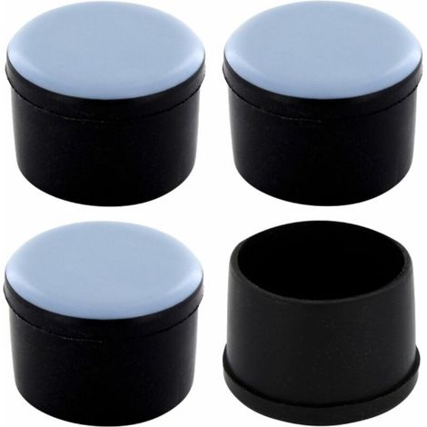 Lot de 4 embouts de tube rond 18 mm – Revêtement téflon pour réduire les frottements – Bouchons pour chaises et tables – Couleur noire (1/4)