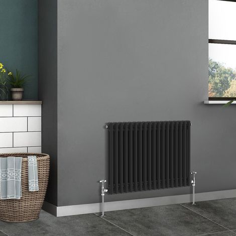 Traditional Radiator Cast Iron Style Radiator 2 Column Black 600x830mm