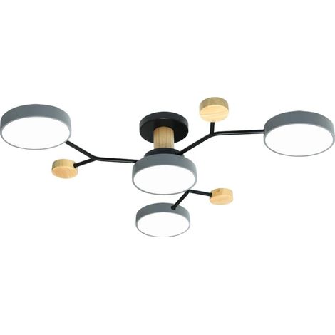 Plafonnier LED, plafonnier divisé à 4 lumières avec variateur tricolore en option, éclairage d'entrée, éclairage de porche (gris) (1/5)