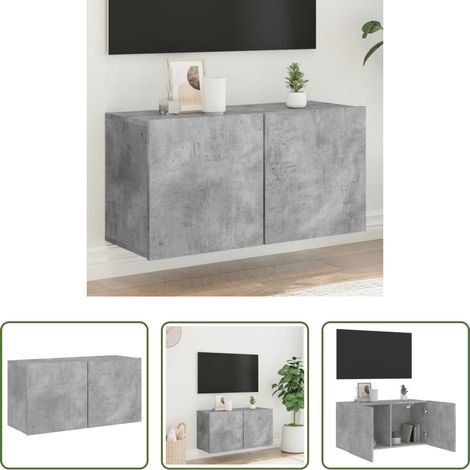 Wandmontage - TV-Wandschrank Betongrau 80x30x41 cm (1/5)