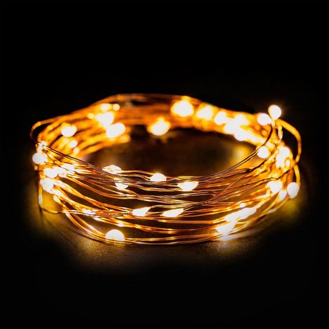 Guirlande Micro LED en fil de cuivre 4m, 40 LED, 230V, fonction de minuterie, LED Guirlande lumineuse exterieure et intérieur, étanche IP44, Deco Mariage, Noël, Fête couleur blanc chaud (1/5)