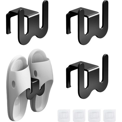 Étagère à chaussures murale 4 pièces, support pour pantoufles, charge maximale 5 kg, étagère à chaussures de salle de bain, distance bras-mur 4,5 cm, pour entrées et salles de bain