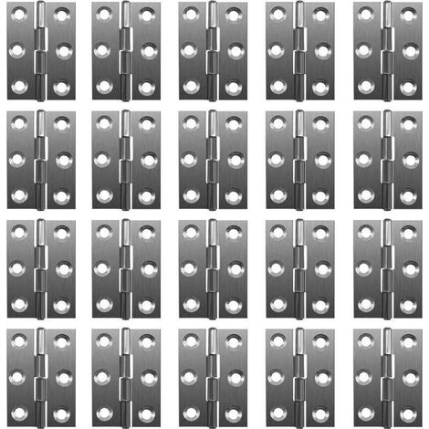 Lot de 20 charnières pliables à 180 degrés - En acier inoxydable - 20 mm - Avec 6 trous de montage - Charnières robustes (1/4)