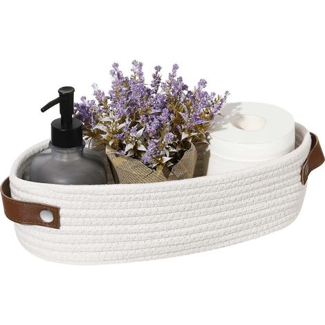 Panier tressé, compatible avec les couvercles de réservoir de toilettes, panier de décoration de style campagnard, peut être utilisé sur les tables et les comptoirs, dimensions : 13 pouces x 5,9 pouce (1/5)