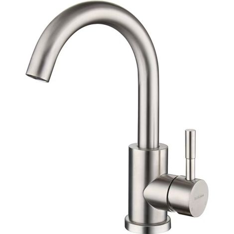 Thekenarmatur, Küchen-/Badezimmerarmatur, praktische Bootsarmatur aus gebürstetem Nickel mit Vorbefeuchtung, Einloch-Spültischarmatur im Landhausstil aus Edelstahl, für den Außenbereich