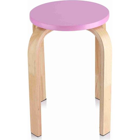 Tabouret empilable en bois courbé, design antidérapant avec finition PU colorée, siège diamètre 30cm, idéal pour intérieur moderne et durable (1/5)