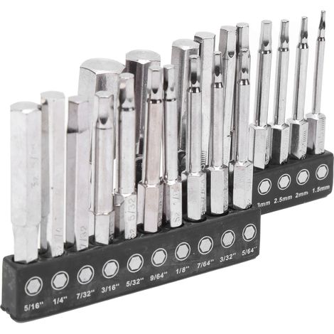 Jeu de 20 Embouts Tournevis Hexagonaux Précision, Acier Chrome Vanadium 60mm, avec 2 Manchons de Protection (1/5)