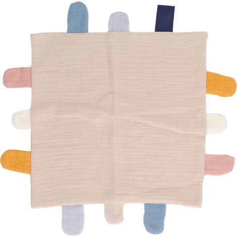Lot doudou bébé apaisant anxiété en coton doux respirant beige, couverture réconfortante hypoallergénique taille unique (1/5)