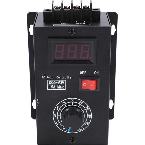 Régulateur de vitesse moteur DC PWM 6-90V 15A avec affichage numérique tension, contrôleur pour moteur à balais, fusible céramique intégré (1/4)