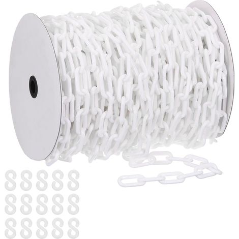Chaîne plastique blanche, 131 pieds 8mm Chaîne sécurité Barrière plastique granchaîne longue pour le contrôle foule, parking, clôture, portail, concert, décoration chantier (1/5)