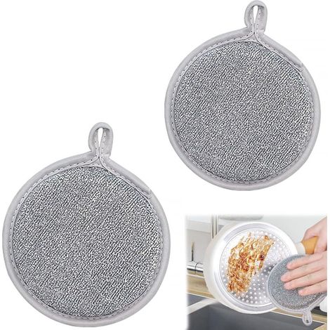 2 de cuisine en fil métallique anti rayures double face pour nettoyer efficacement la vaisselle (1/5)
