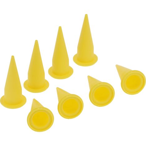 Embout conique à 8 cônes, en plastique PE réutilisable, jaune, résistant à la corrosion, adapté aux mastics silicone. (1/5)