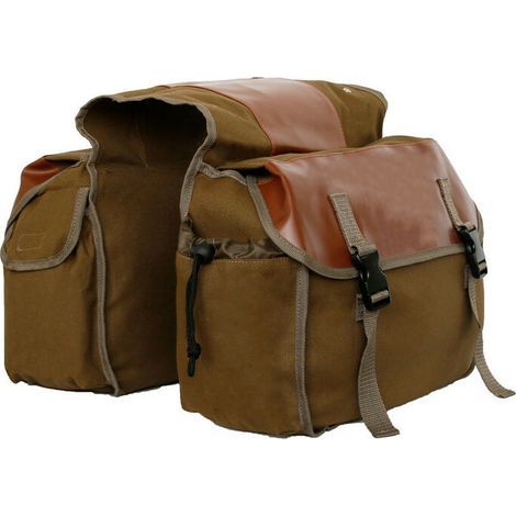 Fahrradtasche, wasserdichte Gepäckträgertasche, doppelte Fahrradtasche, faltbare Aufbewahrungstasche für Pendler, Reisen, Picknicks, Radfahren, Outdoor-Sportarten (Khaki) (1/5)