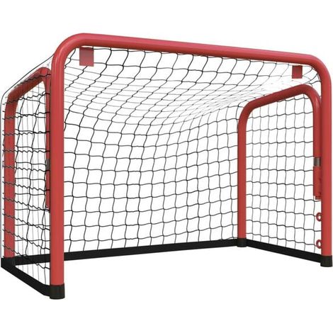 But de hockey, filet à rayures rouges et noires, dimensions : 68 x 32 x 47 cm (1/5)