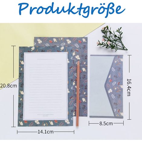Enveloppe - Papier à Lettre - Motif Fleur Sauvage - 90 g/m² - Format DIN A4 et Enveloppe DIN Longue - 45 Pièces (1/5)